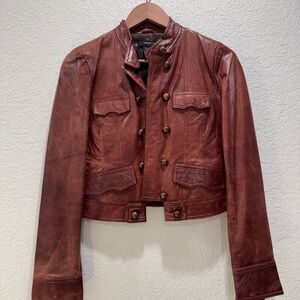 Arden B short waisted Burgundy Leather Jacket